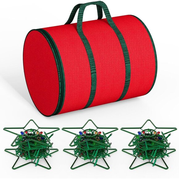 Dicasser Light Storage Zipper Carrying Bag Cord Reel Holder with 3 Green Metal R - Picture 1 of 7